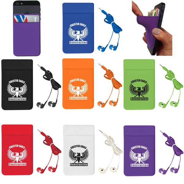 EH2793 Stretch Phone Card Sleeve With Earbuds A...